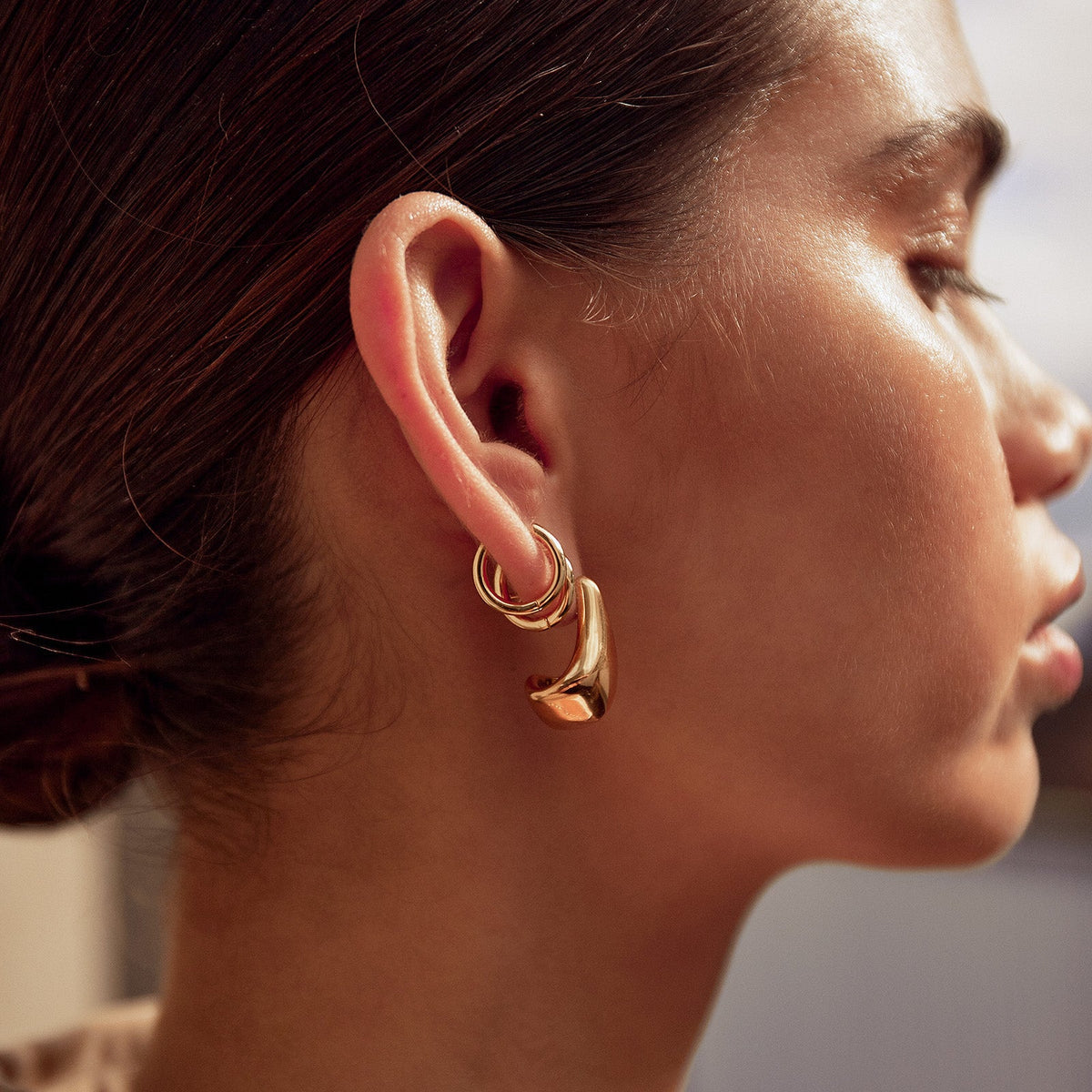 Celine Tear Drop Dome Earrings